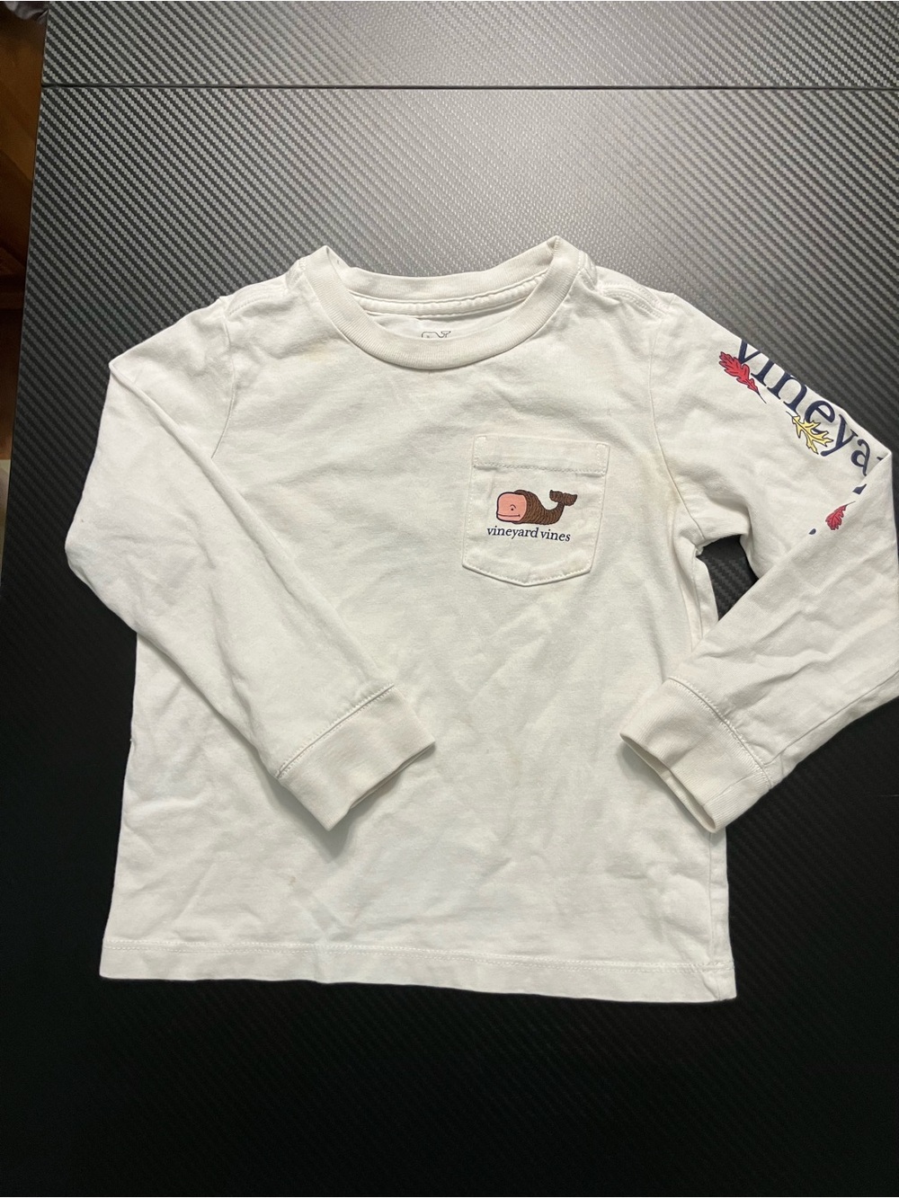 Vineyard Vines Kids White Long-Sleeve Pocket Tee with Whale Logo